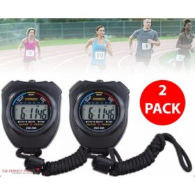 2PCS SET Digital Stopwatch Sports Counter Chronograph Date Timer Odometer Watch (Option: Black)